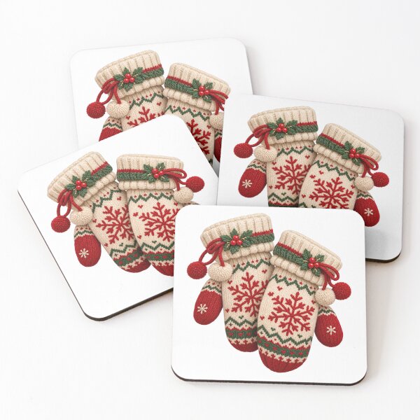 Item preview, Christmas Knitted Mittens – Cozy Winter Holiday Snowflake Design designed and sold by Pixanova.