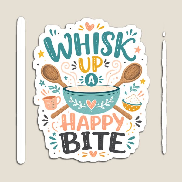 Item preview, Whisk Up a Happy Bite Cute Baking Quote Kitchen Lover Design designed and sold by inkoutninja.