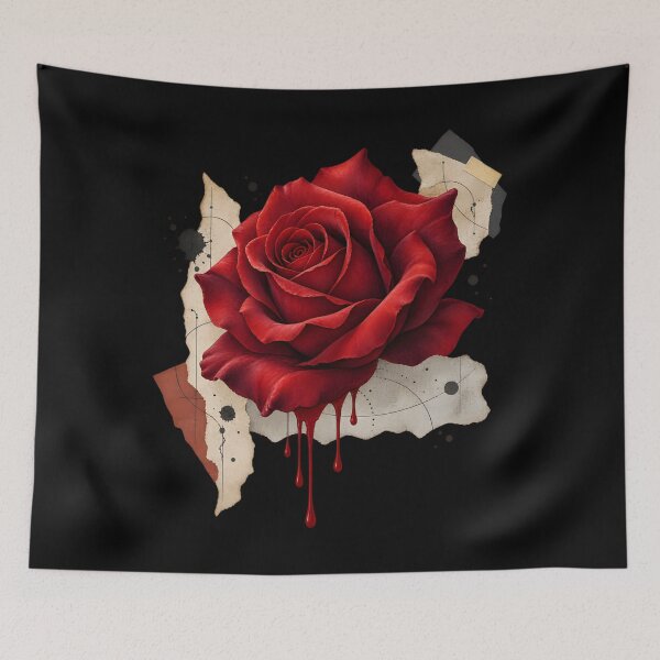 Item preview, Gothic Red Rose – Vintage Torn Paper Collage Art designed and sold by atticzimme.