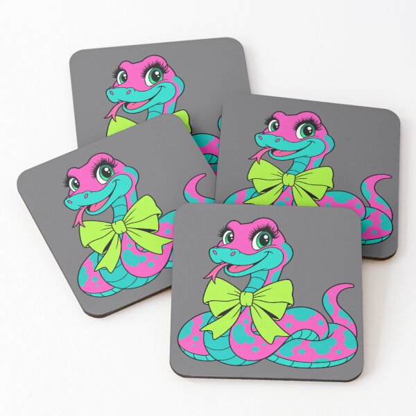 Item preview, Neon Pink & Turquoise Cute Snake – Retro Girly Cartoon designed and sold by Aimetoi.
