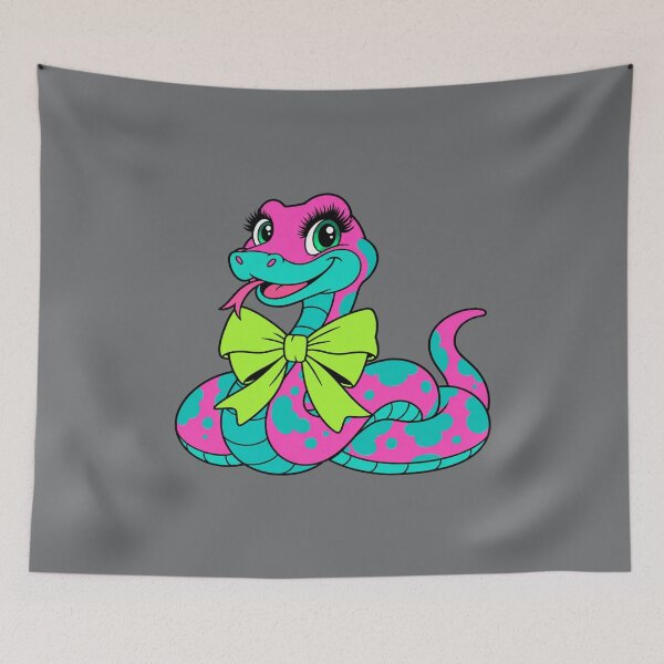 Item preview, Neon Pink & Turquoise Cute Snake – Retro Girly Cartoon designed and sold by Aimetoi.