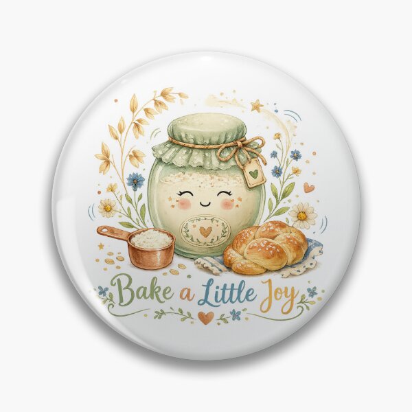 Item preview, Bake a Little Joy Cute Sourdough Starter Jar Cottagecore Baking Art designed and sold by inkoutninja.