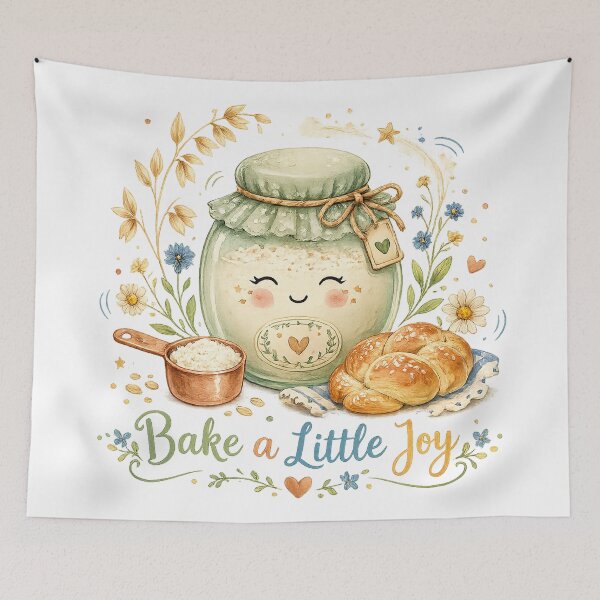 Item preview, Bake a Little Joy Cute Sourdough Starter Jar Cottagecore Baking Art designed and sold by inkoutninja.
