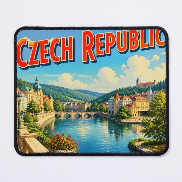 Item preview, Czech Republic – Vintage Riverside Travel Poster designed and sold by LSVart.