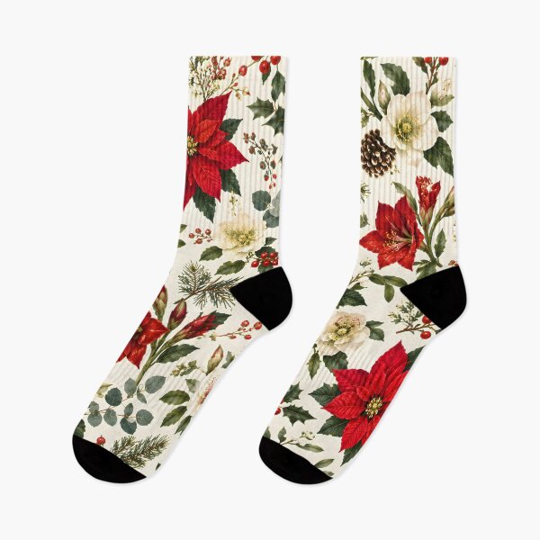 Item preview, Classic Christmas Poinsettia and Floral Design designed and sold by Sybille-Yates.