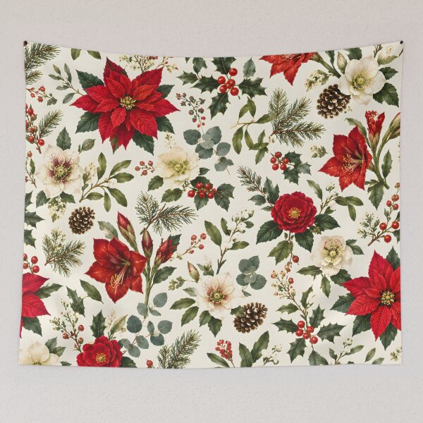 Item preview, Classic Christmas Poinsettia and Floral Design designed and sold by Sybille-Yates.