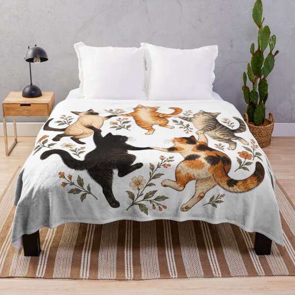 Item preview, Dancing Cats Floral Cottagecore Cat Lover designed and sold by andre-hollow.