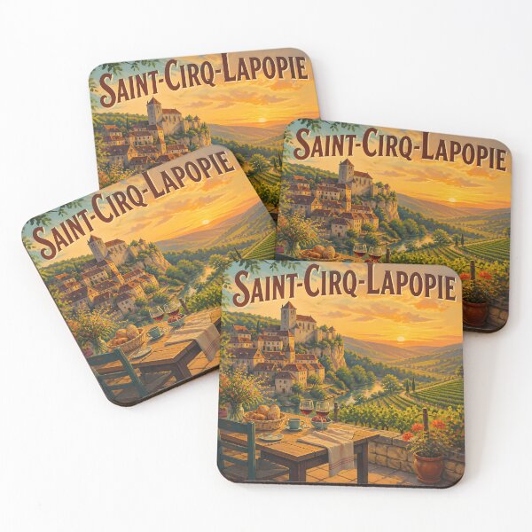 Item preview, Saint-Cirq-Lapopie France – Vintage Countryside Terrace Travel Poster designed and sold by LSVart.