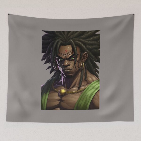 Item preview, Intense Warrior Portrait Green Eyed Dreadlocks-44 designed and sold by IrmadeDietrich.