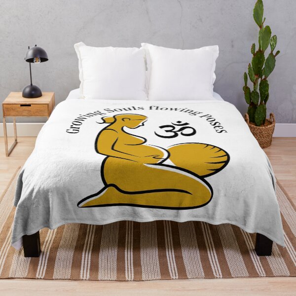 Item preview, Growing Souls Flowing Poses Mustard Cushion Om designed and sold by 108stillness.