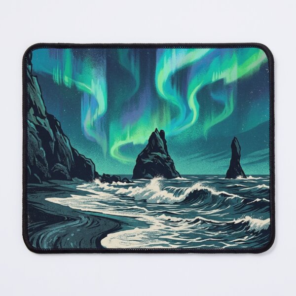 Item preview, Reynisfjara Beach Aurora Iceland Travel Poster designed and sold by @SHINTOSARTSTORE.