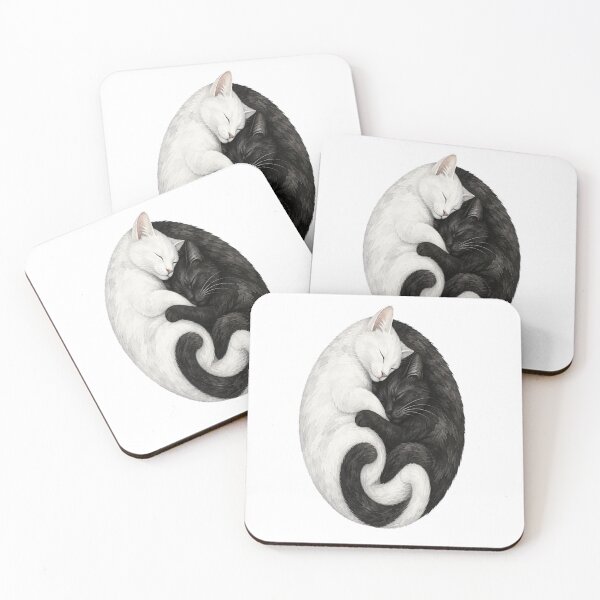 Item preview, Yin Yang Cats Black White designed and sold by DariaDoodleArt.
