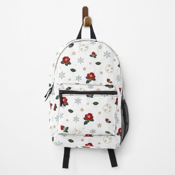 Item preview, Japanese Red Camellia Snowflake Pattern - Winter Floral Tsubaki designed and sold by vekotpu.