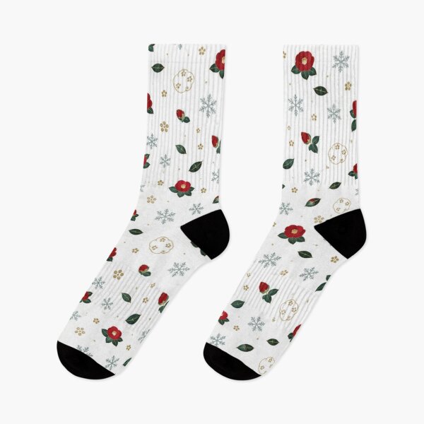 Item preview, Japanese Red Camellia Snowflake Pattern - Winter Floral Tsubaki designed and sold by vekotpu.