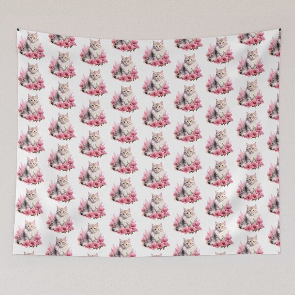 Item preview, Pink Lily Cat | Elegant Floral Aesthetic Art designed and sold by Mandayartstudio.