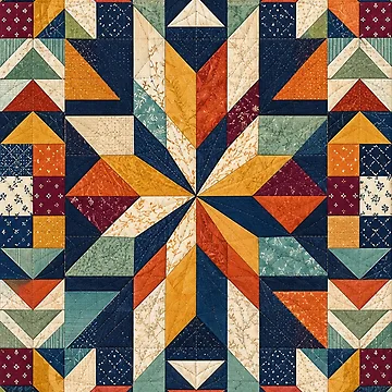 Artwork thumbnail, Colorful Geometric Patchwork Quilt Star Pattern by astersgraphics