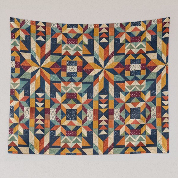 Item preview, Colorful Geometric Patchwork Quilt Star Pattern designed and sold by astersgraphics.