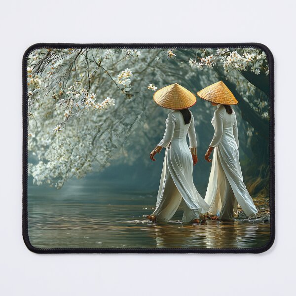 Item preview, Serene Walkers Under Blossoming Trees by Water designed and sold by Artessie.
