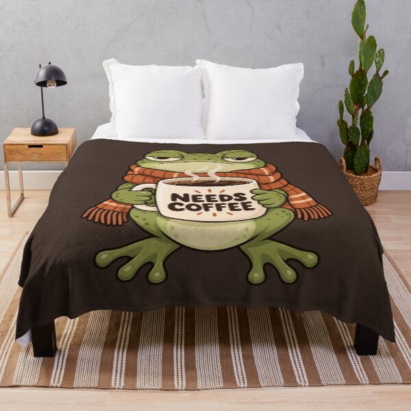 Item preview, Grumpy Frog Needs Coffee designed and sold by Krasnovaovaova.