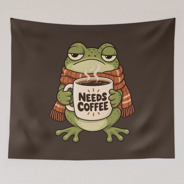 Item preview, Grumpy Frog Needs Coffee designed and sold by Krasnovaovaova.