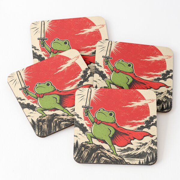 Item preview, Frog Knight Raising Sword Beneath Crimson Sun designed and sold by AbstractAuraArt.