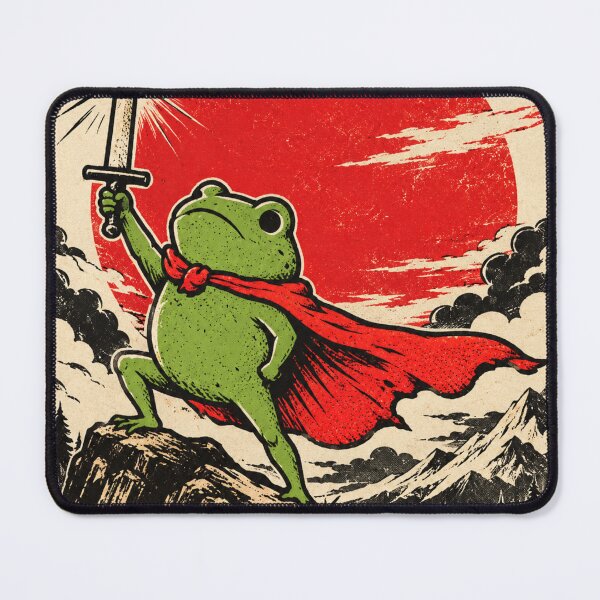 Item preview, Frog Knight Raising Sword Beneath Crimson Sun designed and sold by AbstractAuraArt.
