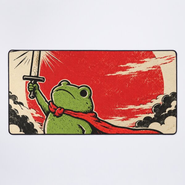 Item preview, Frog Knight Raising Sword Beneath Crimson Sun designed and sold by AbstractAuraArt.