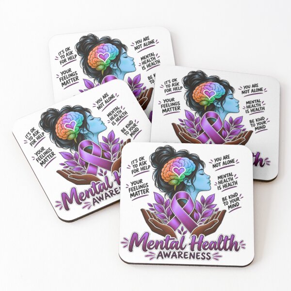 Item preview, Mental Health Awareness Colorful Brain Pink Ribbon Inspirational Art  designed and sold by CreativeSoulStudio.