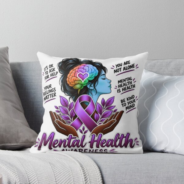 Item preview, Mental Health Awareness Colorful Brain Pink Ribbon Inspirational Art  designed and sold by CreativeSoulStudio.