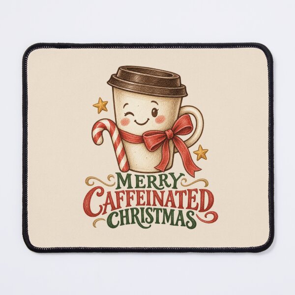 Item preview, Christmas Coffee Lover Gift – Merry Caffeinated Christmas Cute Retro Design designed and sold by 1DreamerShop.