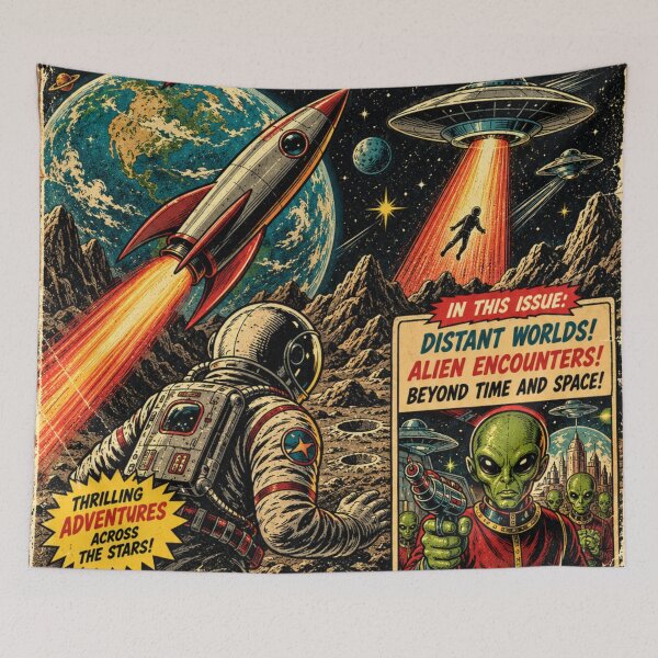 Item preview, Galactic Expeditions – Retro Sci-Fi Comic Cover designed and sold by Curio Meridian.
