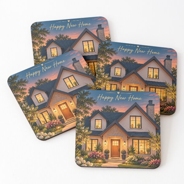 Item preview, Happy New Home Greeting Card – Cozy House at Dusk Illustration designed and sold by astersgraphics.