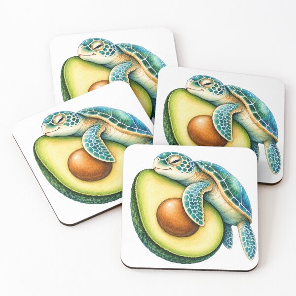Item preview, Sea Turtle Hugging Avocado Watercolor Art designed and sold by GusiaTreasures.