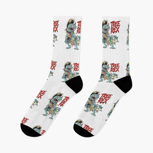 Item preview, Tree Rex Funny Punk Christmas Dinosaur T-Rex Santa Hat Lights Skulls sticker designed and sold by inkfluenceart.