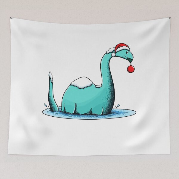 Item preview, Loch Ness Monster Wearing A Santa Hat With Christmas designed and sold by Adebucat.