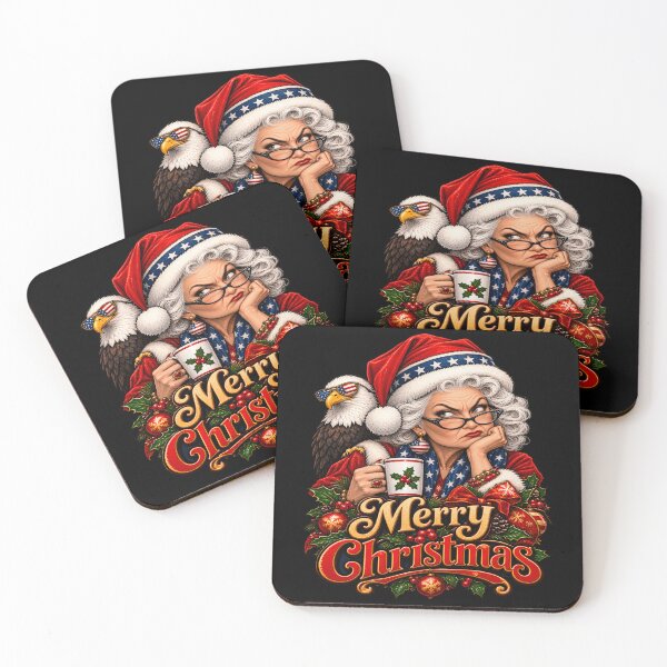 Item preview, Patriotic Granny With Eagle Merry Christmas Art designed and sold by DailySparks.