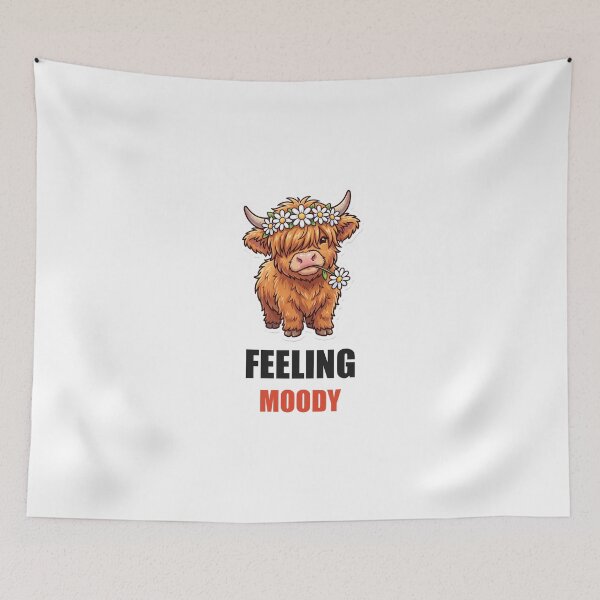 Item preview, Feeling Moody Highland Cow Flower Crown Sticker designed and sold by Alphakenon.