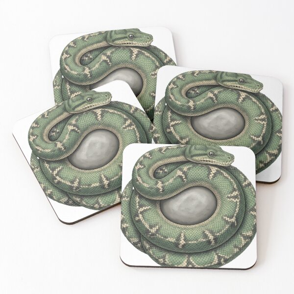 Item preview, Vintage Naturalist Emerald Tree Boa on a Pebble — Antique Reptile Art designed and sold by Catch333.