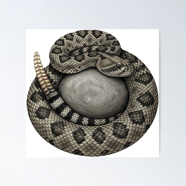 Item preview, Vintage Naturalist Western Diamondback Rattlesnake — Antique Reptile Art designed and sold by Catch333.