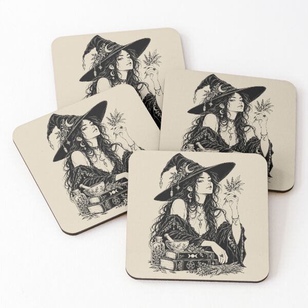 Item preview, Moonlit Witch with Herbs and Grimoires designed and sold by bapupa.