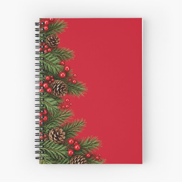Item preview, Christmas Red Background with Evergreen Pine Branches, Red Berries & Pinecones designed and sold by Art-spree.