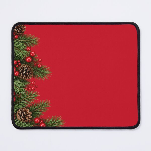Item preview, Christmas Red Background with Evergreen Pine Branches, Red Berries & Pinecones designed and sold by Art-spree.