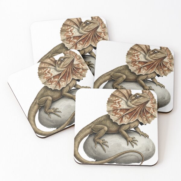 Item preview, Vintage Naturalist Frilled Lizard with Open Frill — Antique Reptile Print designed and sold by Catch333.