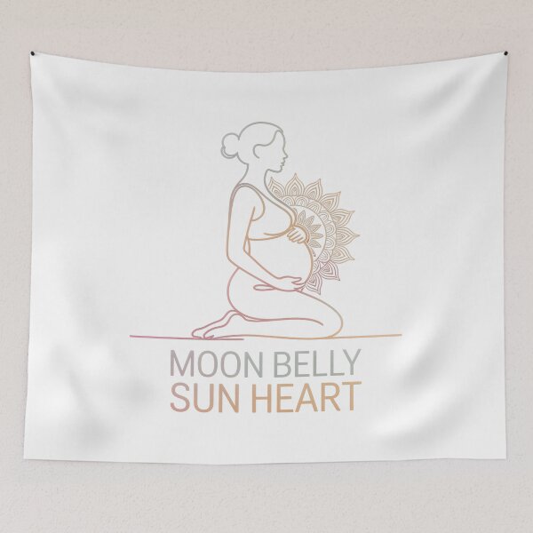 Item preview, Moon Belly Sun Heart Grey Orange Mandala Piece designed and sold by 108stillness.