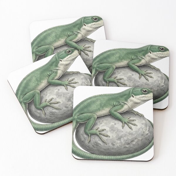 Item preview, Vintage Naturalist Green Anole on a Pebble — Antique Reptile Print designed and sold by Catch333.