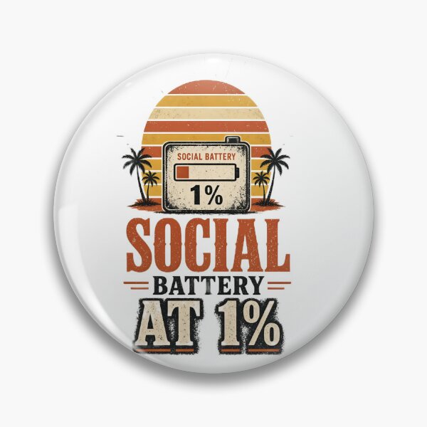 Item preview, Vintage Retro Sunset Social Battery Low Humor designed and sold by ValhallaHub.