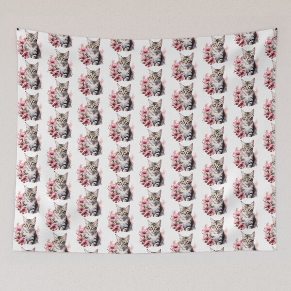 Item preview, Pink Lily Cat | Elegant Floral Aesthetic Art designed and sold by Mandayartstudio.