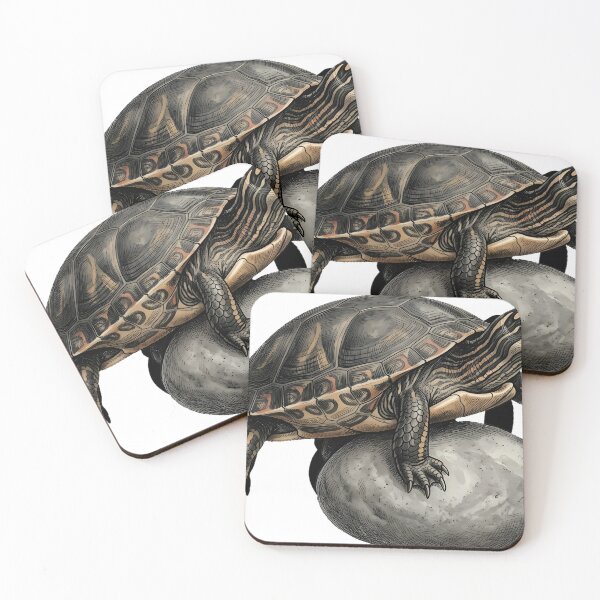 Item preview, Vintage Naturalist Painted Turtle on a Pebble — Antique Turtle Art designed and sold by Catch333.