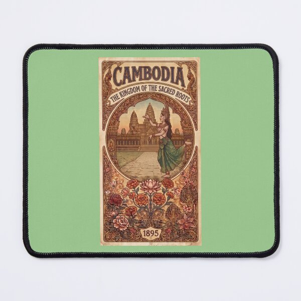 Item preview, Vintage Cambodia Travel Poster – Historical Fine Art Illustration designed and sold by The Philatelist Studio.