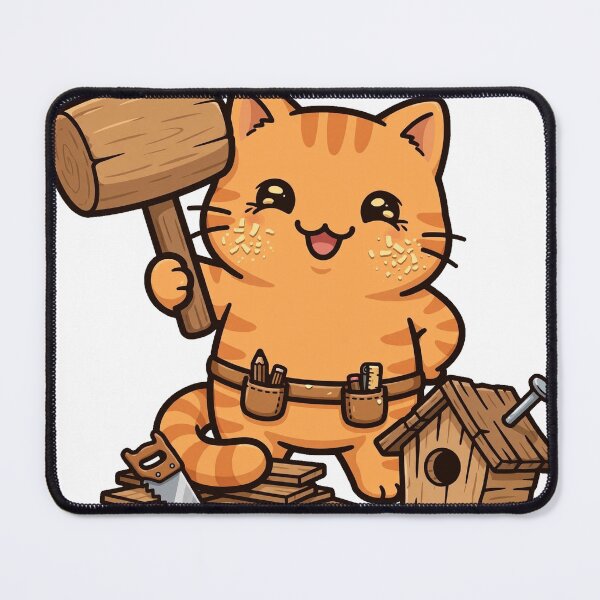 Item preview, Carpenter Cat Building Birdhouse designed and sold by Dlvznbm.